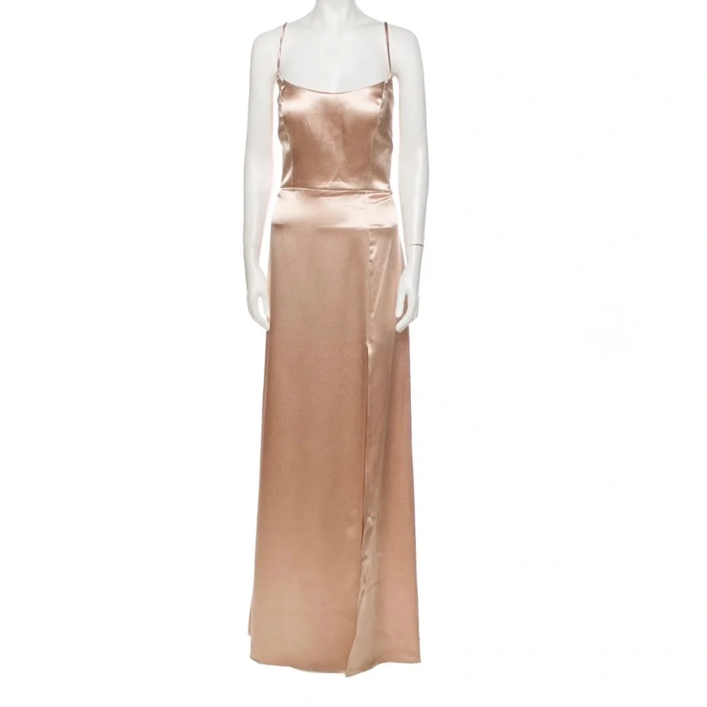 NWT JENNY YOO Satin Evening Gown Full Length - Picture 1 of 8